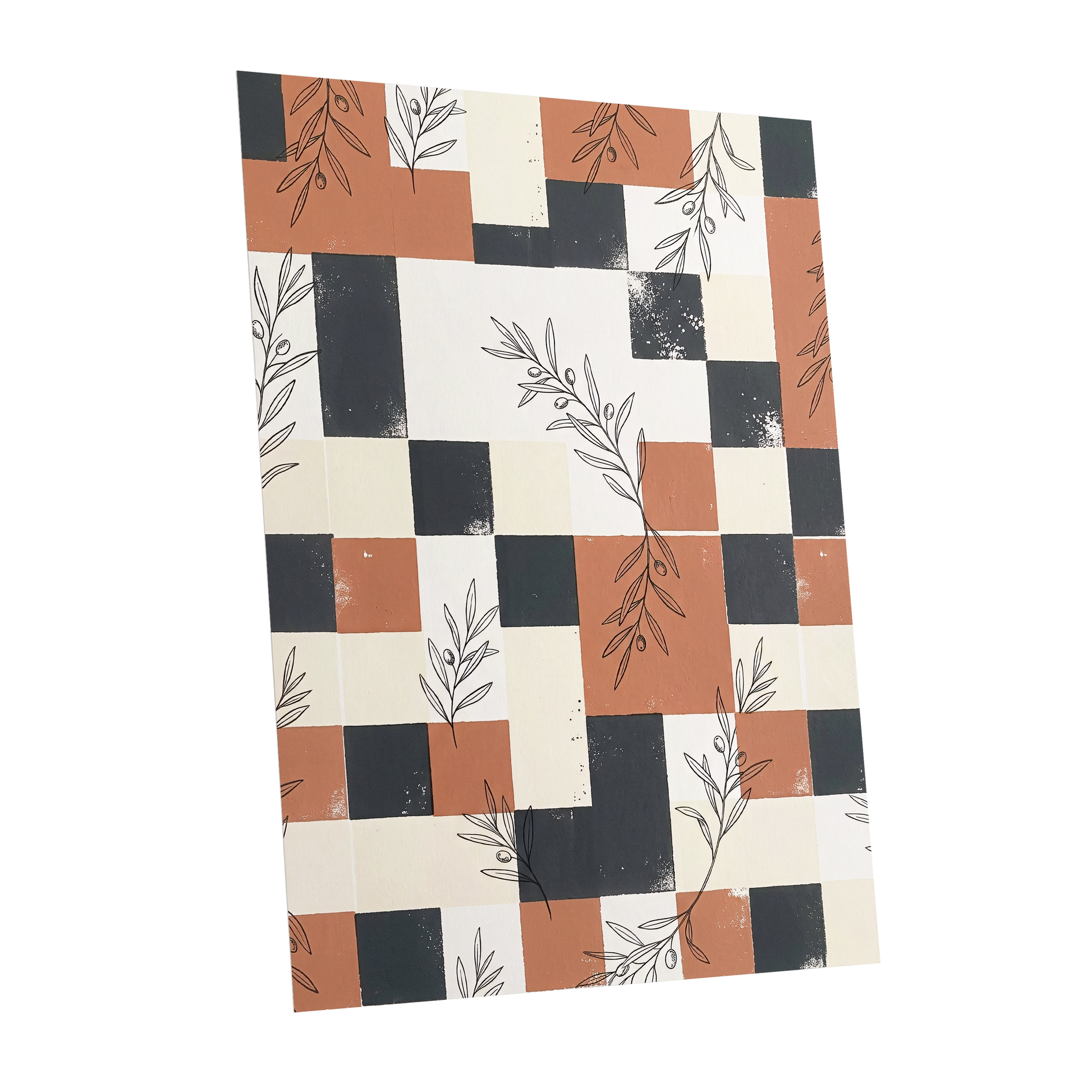 Olive Grid Reverie, brown, gray, beige nature wall art shown as a unframed poster wall art print