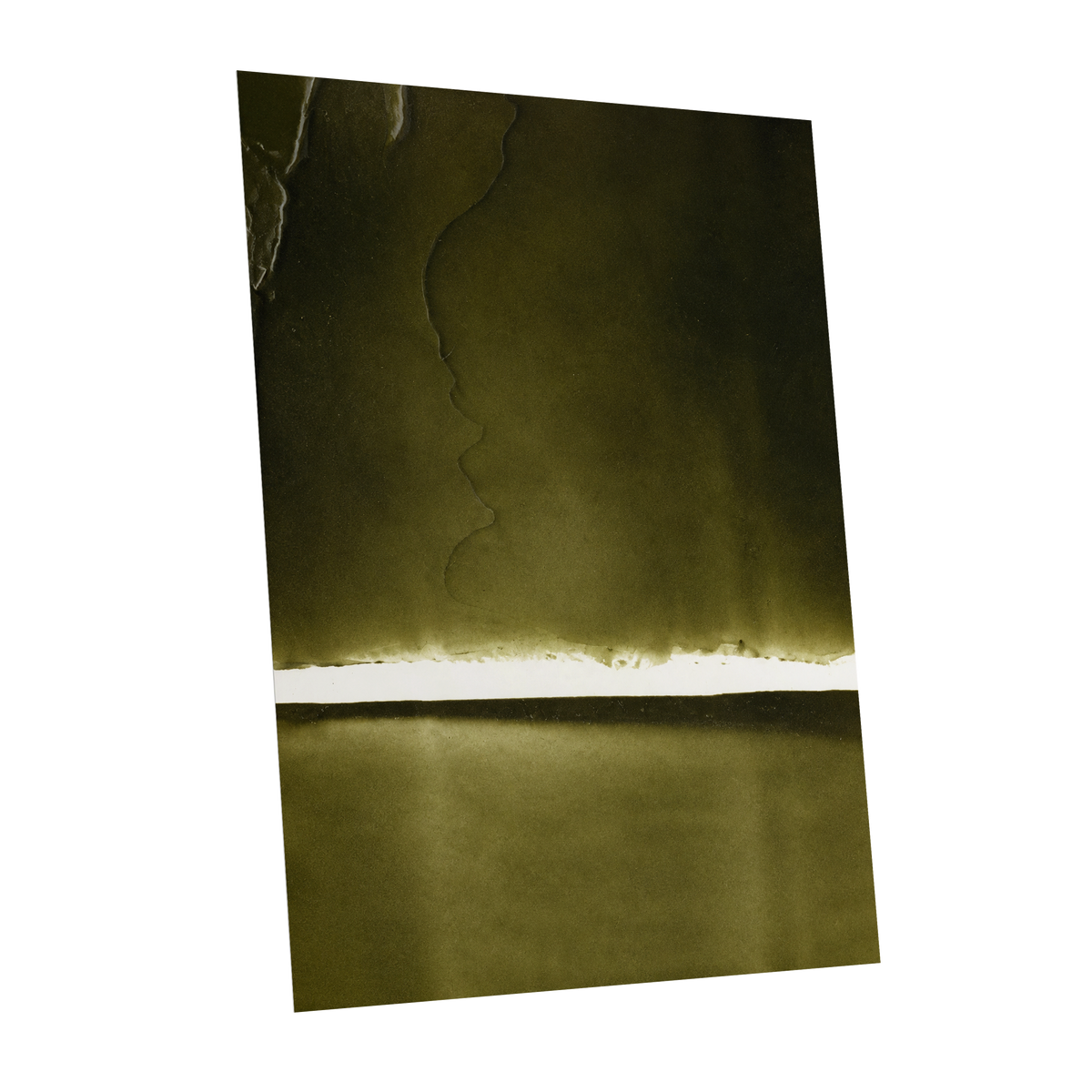 Olive Interval, green, black, white abstract wall art shown as a unframed poster wall art print