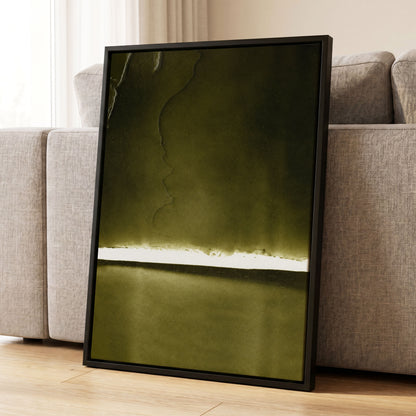 Olive Interval, green, black, white abstract wall art displayed in a styled interior, gallery view 4