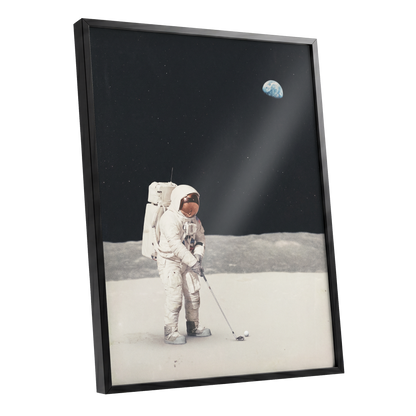 One Small Swing, black, white, gray minimalist wall art shown as a black framed poster wall art print