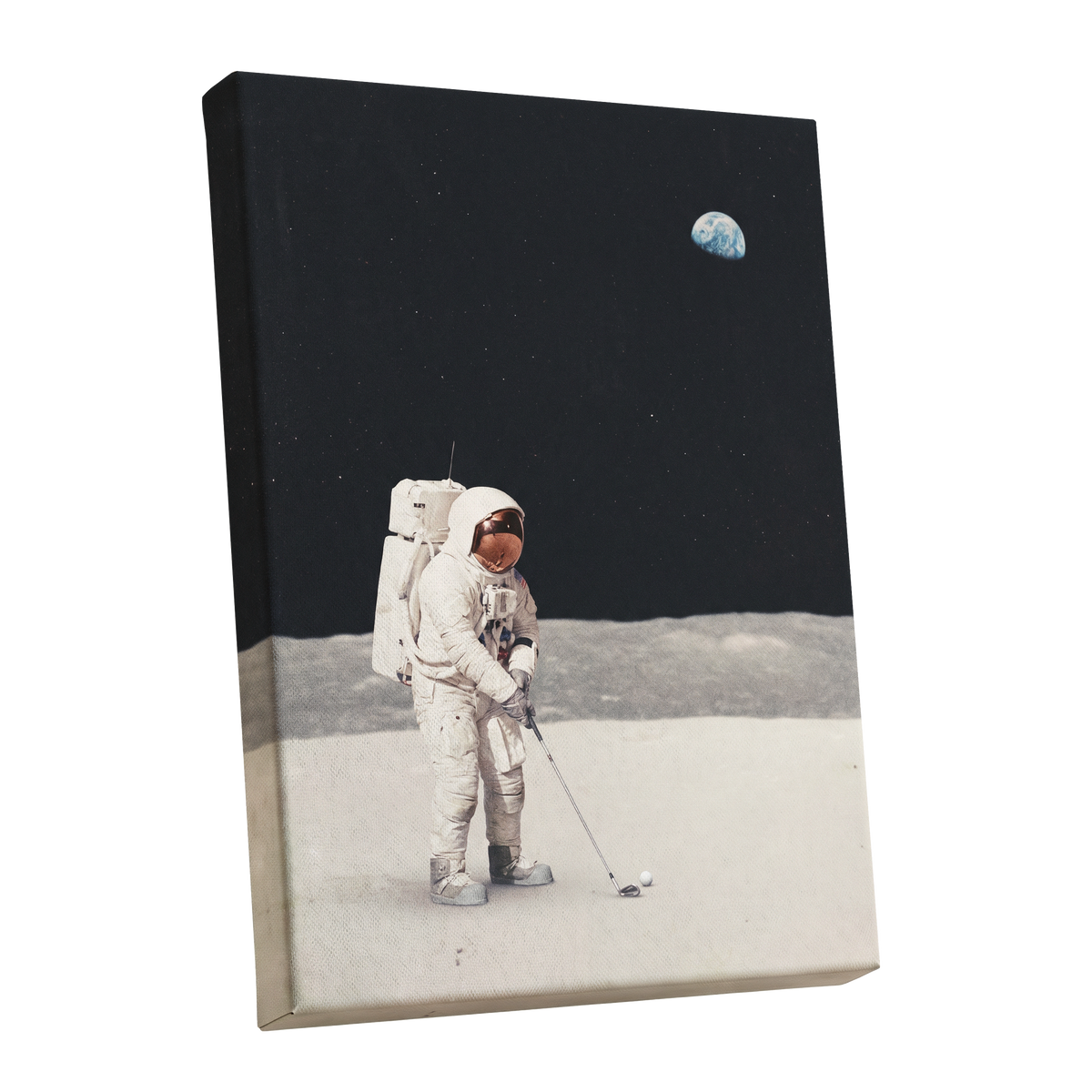 One Small Swing, black, white, gray minimalist wall art shown as a stretched canvas wall art