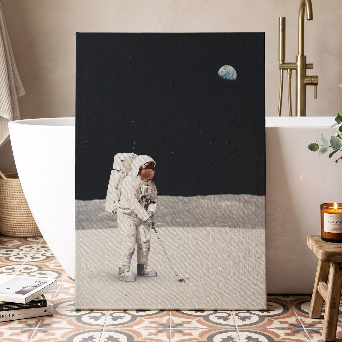 One Small Swing, black, white, gray minimalist wall art displayed in a styled interior, gallery view 3