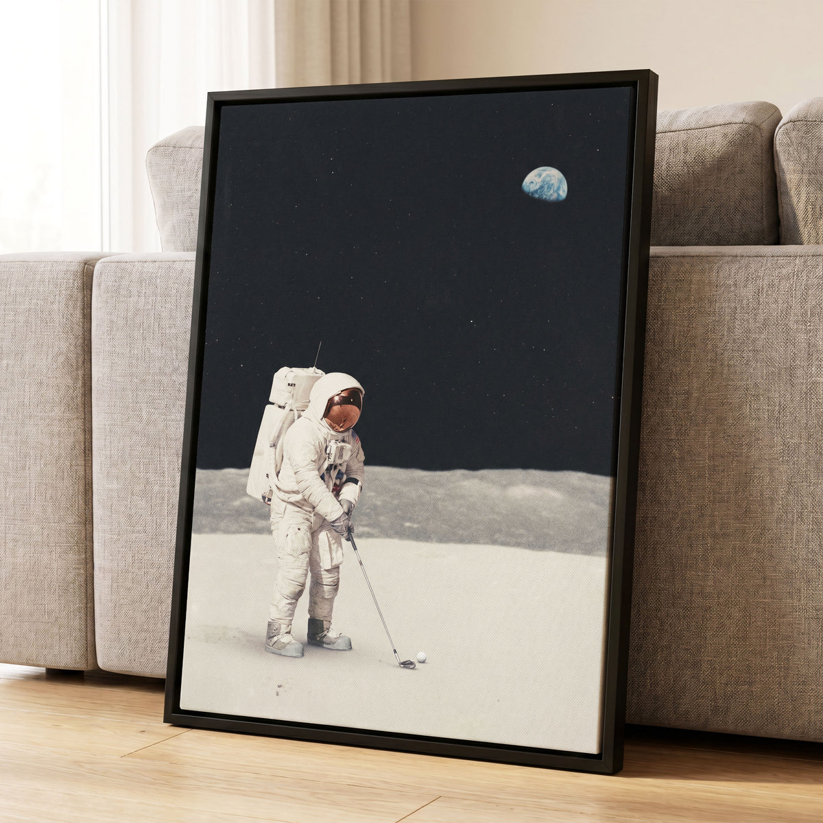 One Small Swing, black, white, gray minimalist wall art displayed in a styled interior, gallery view 8