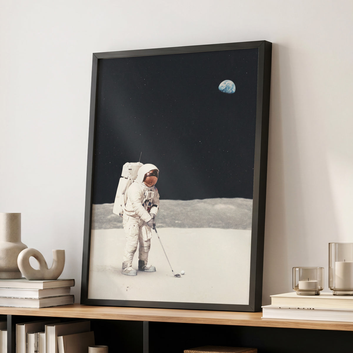 One Small Swing, black, white, gray minimalist wall art displayed in a styled interior, gallery view 9