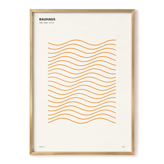 Orange Rhythm Study, beige, orange, black minimalist wall art, front artwork view