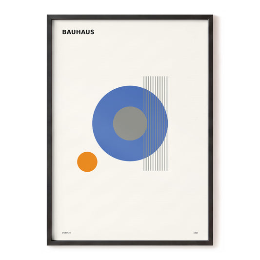 Orbit in Blue, beige, blue, gray minimalist wall art, front artwork view