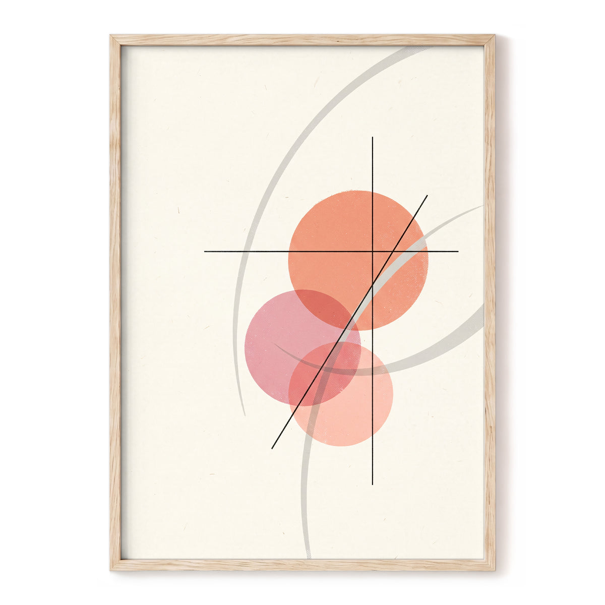 Orbit in Blush, pink, beige, gray abstract wall art, front artwork view