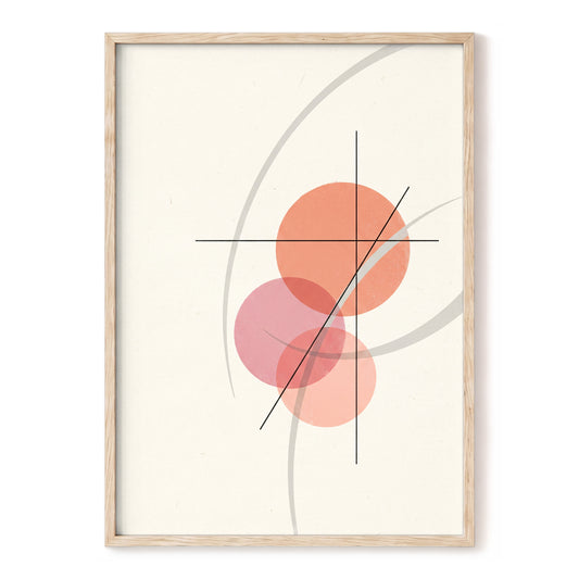 Orbit in Blush, pink, beige, gray abstract wall art, front artwork view