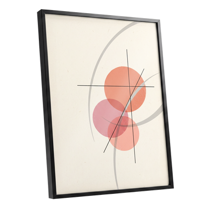 Orbit in Blush, pink, beige, gray abstract wall art shown as a black framed poster wall art print