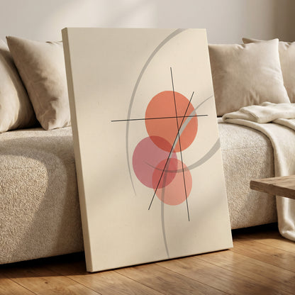 Orbit in Blush, pink, beige, gray abstract wall art on canvas displayed in a styled interior, gallery view 1