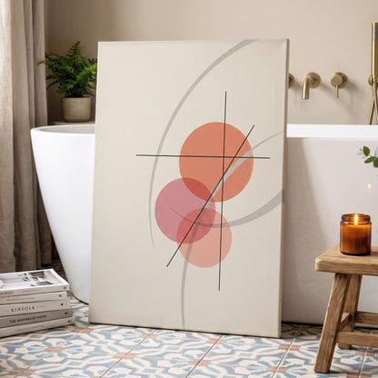 Orbit in Blush, pink, beige, gray abstract wall art on canvas displayed in a styled interior, gallery view 2