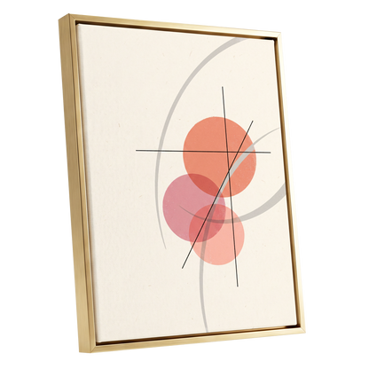 Orbit in Blush, pink, beige, gray abstract wall art shown as a gold framed canvas wall art