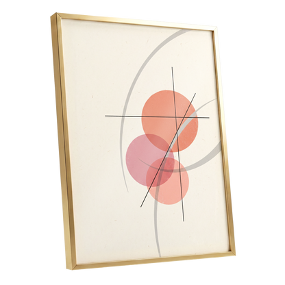 Orbit in Blush, pink, beige, gray abstract wall art shown as a gold framed poster wall art print