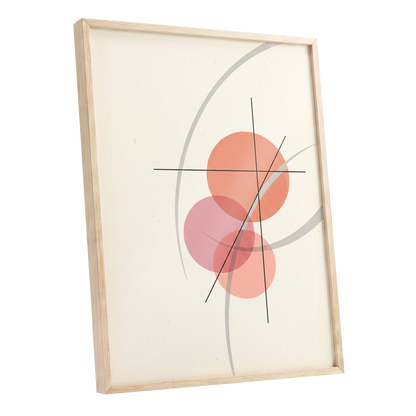 Orbit in Blush, pink, beige, gray abstract wall art shown as a oak framed poster wall art print