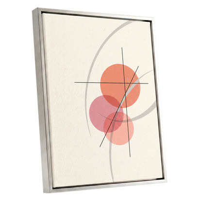 Orbit in Blush, pink, beige, gray abstract wall art shown as a silver framed canvas wall art