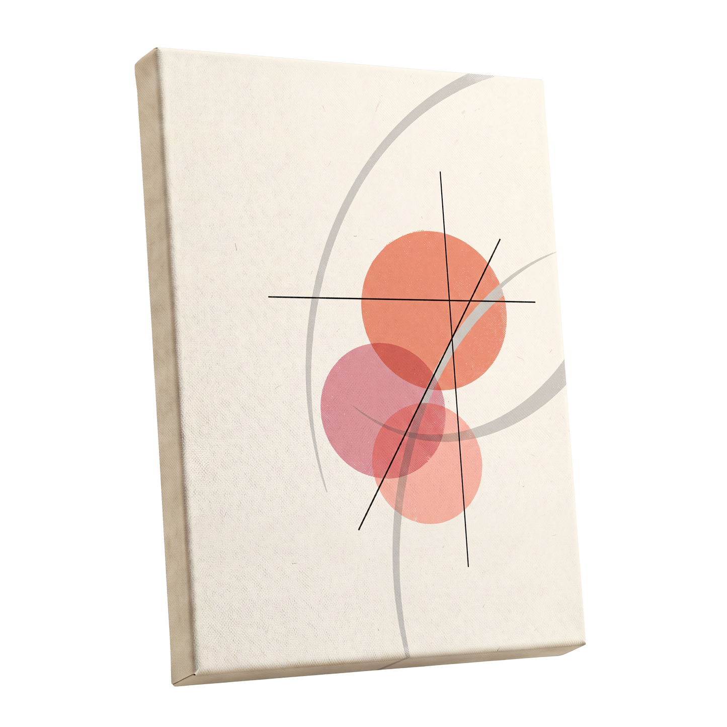 Orbit in Blush, pink, beige, gray abstract wall art shown as a stretched canvas wall art
