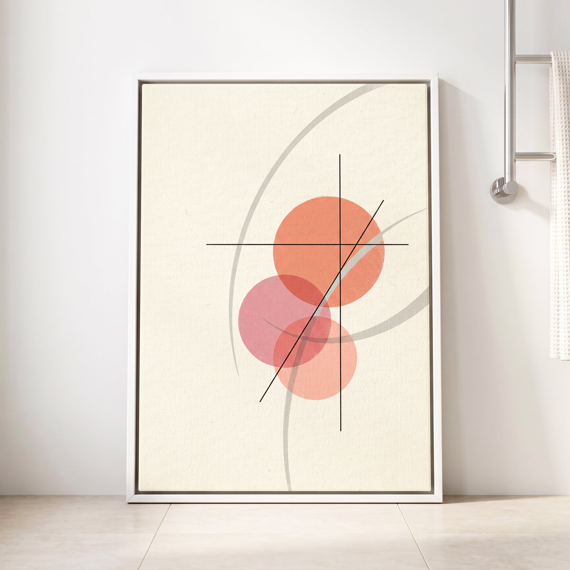Orbit in Blush, pink, beige, gray abstract wall art displayed in a styled interior, gallery view 2