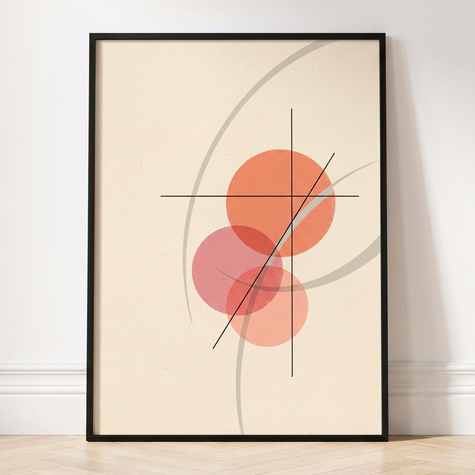 Orbit in Blush, pink, beige, gray abstract wall art displayed in a styled interior, gallery view 4