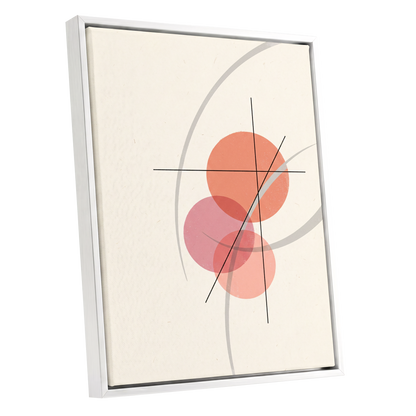 Orbit in Blush, pink, beige, gray abstract wall art shown as a white framed canvas wall art