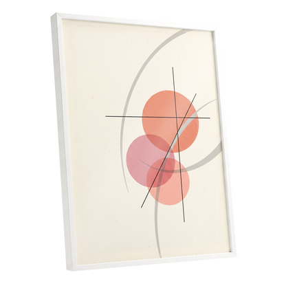 Orbit in Blush, pink, beige, gray abstract wall art shown as a white framed poster wall art print