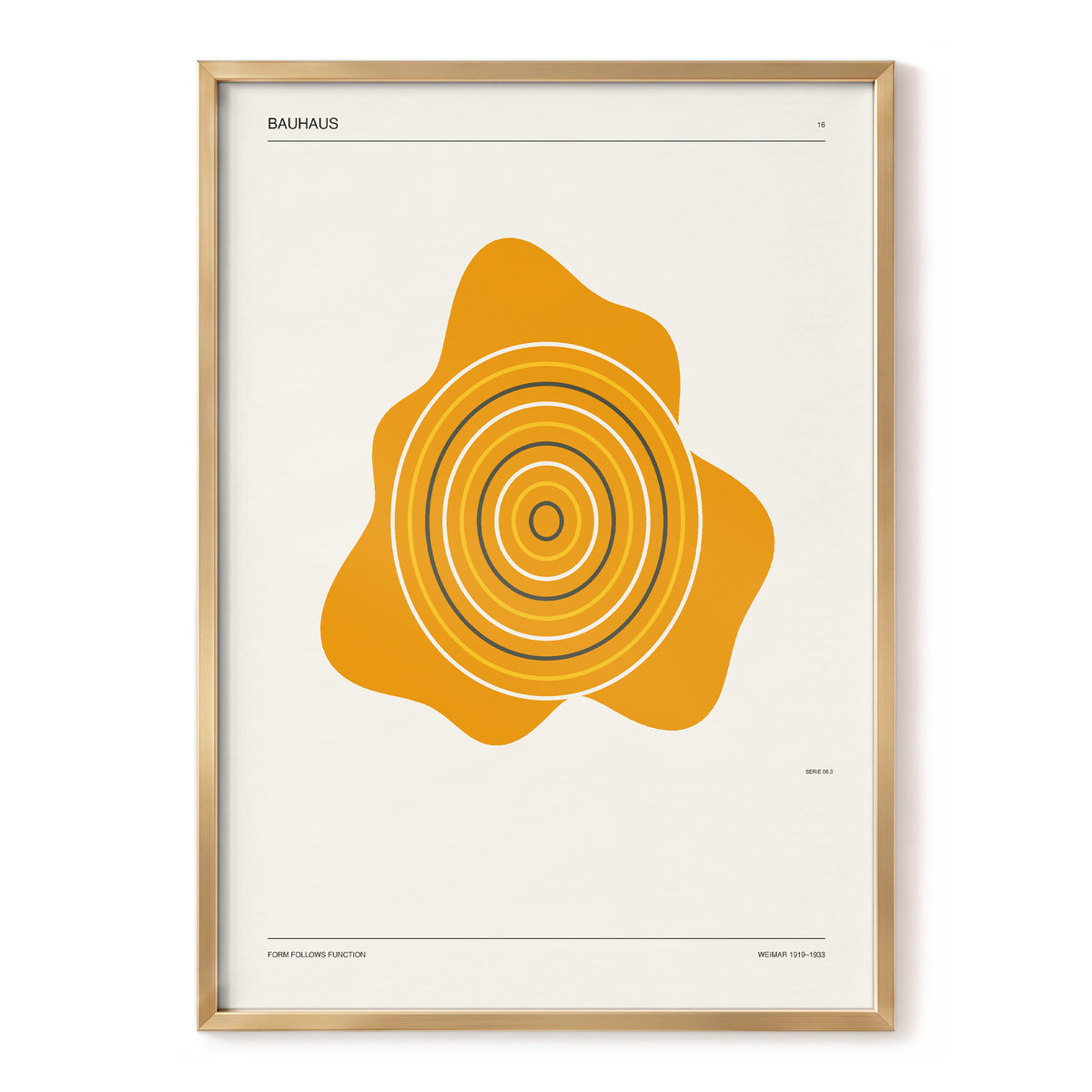 Orbit of Form, orange, beige, black abstract wall art, front artwork view