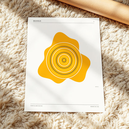 Orbit of Form, orange, beige, black abstract wall art displayed in a styled interior, gallery view 3
