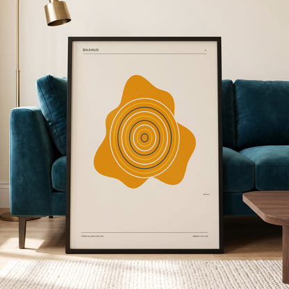 Orbit of Form, orange, beige, black abstract wall art displayed in a styled interior, gallery view 4