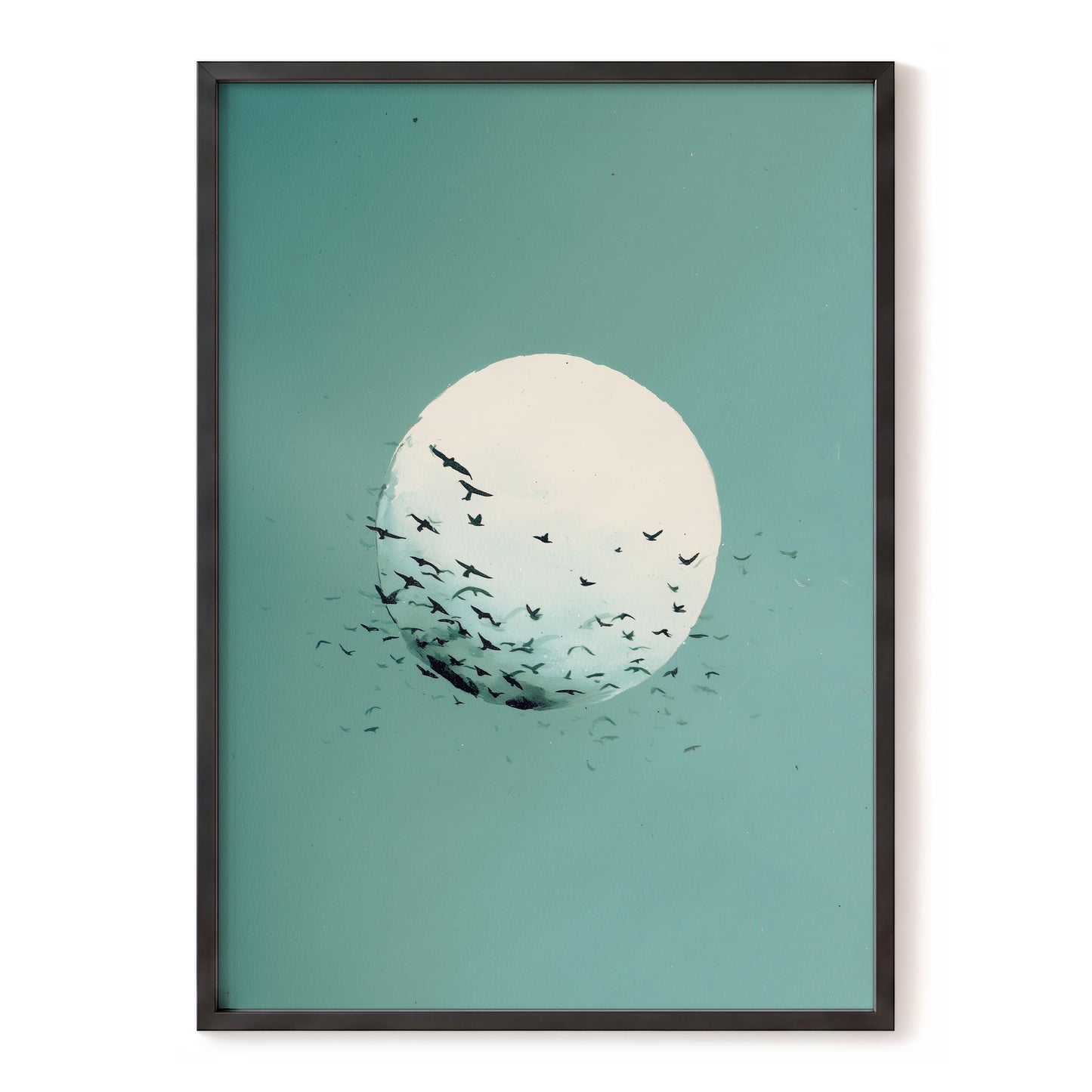 Orbit of Wings, green, beige, black nature wall art, front artwork view