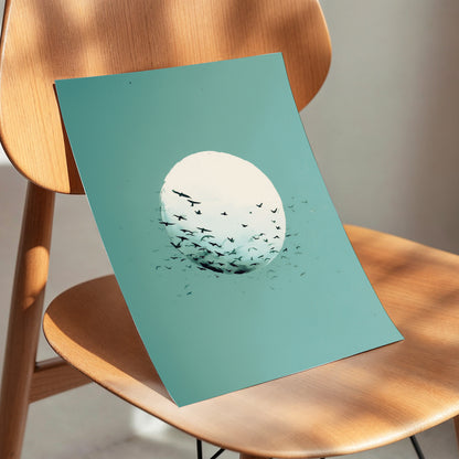 Orbit of Wings, green, beige, black nature wall art displayed in a styled interior, gallery view 5
