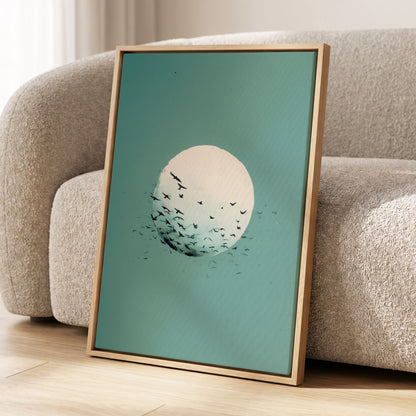 Orbit of Wings, green, beige, black nature wall art displayed in a styled interior, gallery view 8