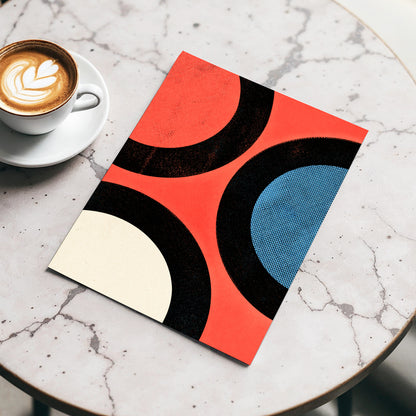 Orbit Rhythm, red, black, blue abstract wall art displayed in a styled interior, gallery view 4
