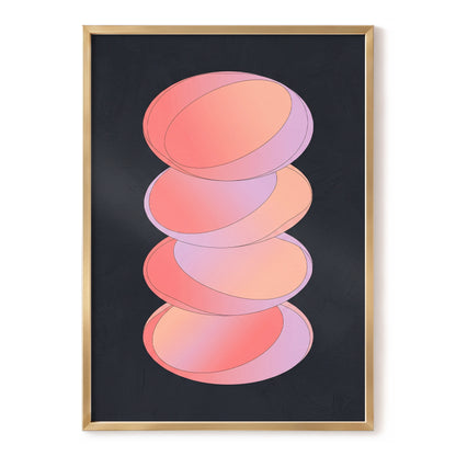 Orbit Stack, pink, black, purple abstract wall art, front artwork view