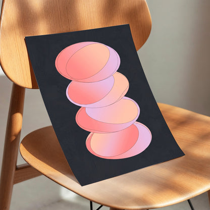 Orbit Stack, pink, black, purple abstract wall art displayed in a styled interior, gallery view 4