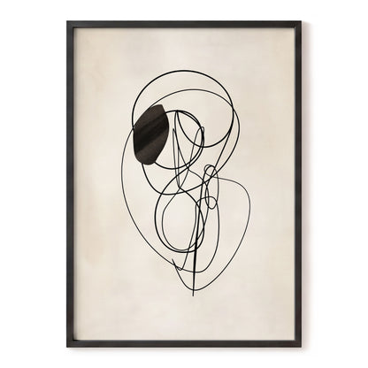 Orbiting Lines, black, beige abstract wall art, front artwork view