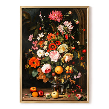 Orchard in Bloom, black, green, pink floral wall art, front artwork view
