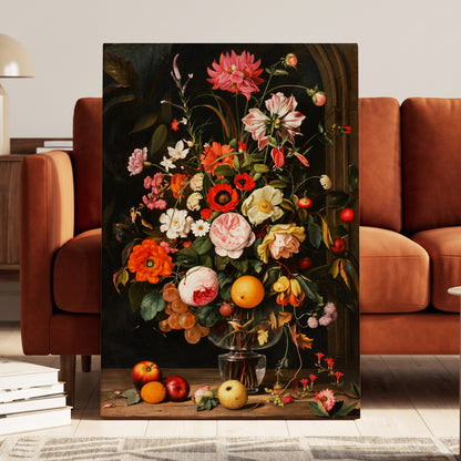 Orchard in Bloom, black, green, pink floral wall art displayed in a styled interior, gallery view 3