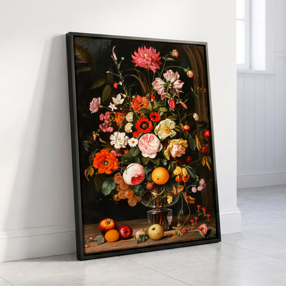 Orchard in Bloom, black, green, pink floral wall art displayed in a styled interior, gallery view 4