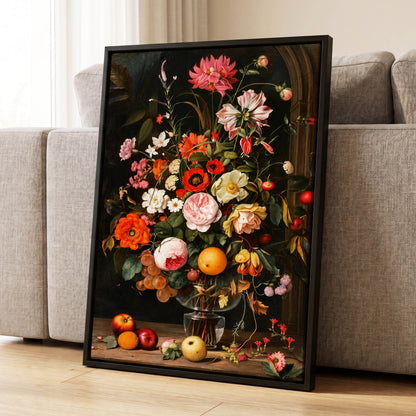Orchard in Bloom, black, green, pink floral wall art displayed in a styled interior, gallery view 8
