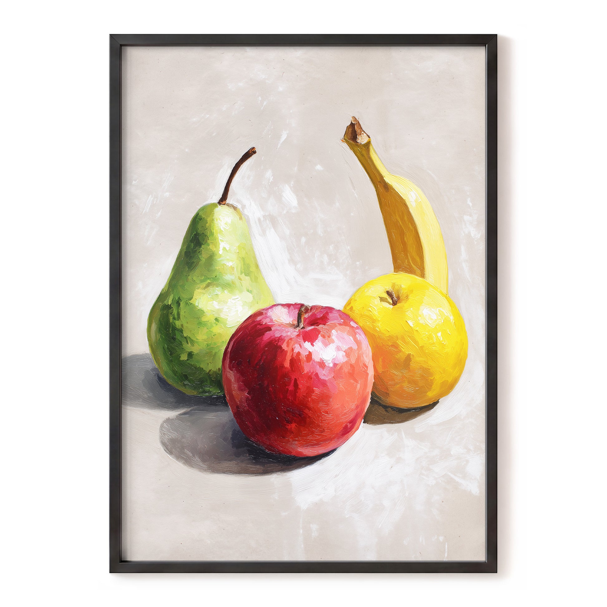 Orchard Quartet, beige, green, red nature wall art, front artwork view