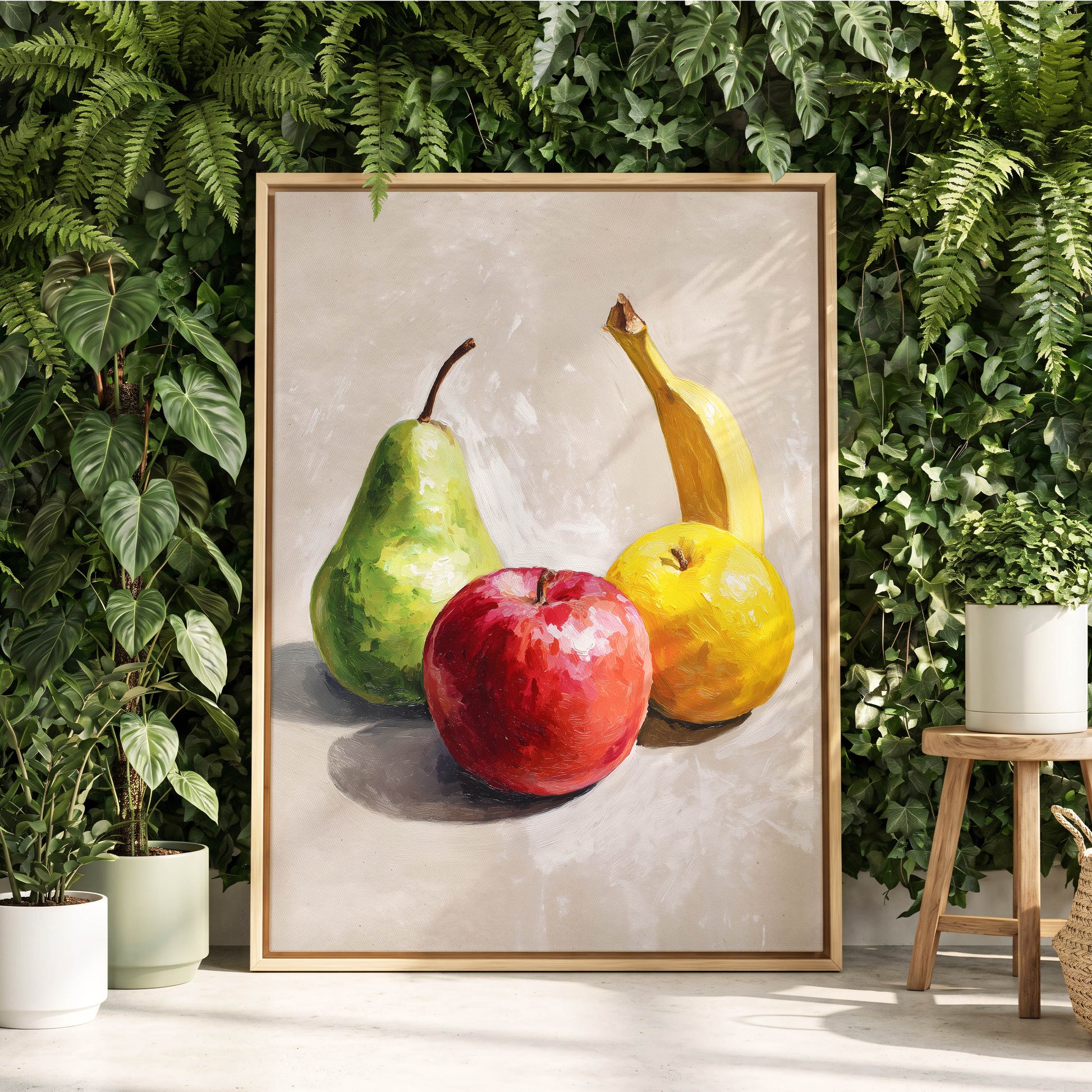 Orchard Quartet, beige, green, red nature wall art displayed in a styled interior, gallery view 4
