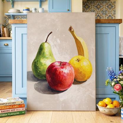 Orchard Quartet, beige, green, red nature wall art displayed in a styled interior, gallery view 7