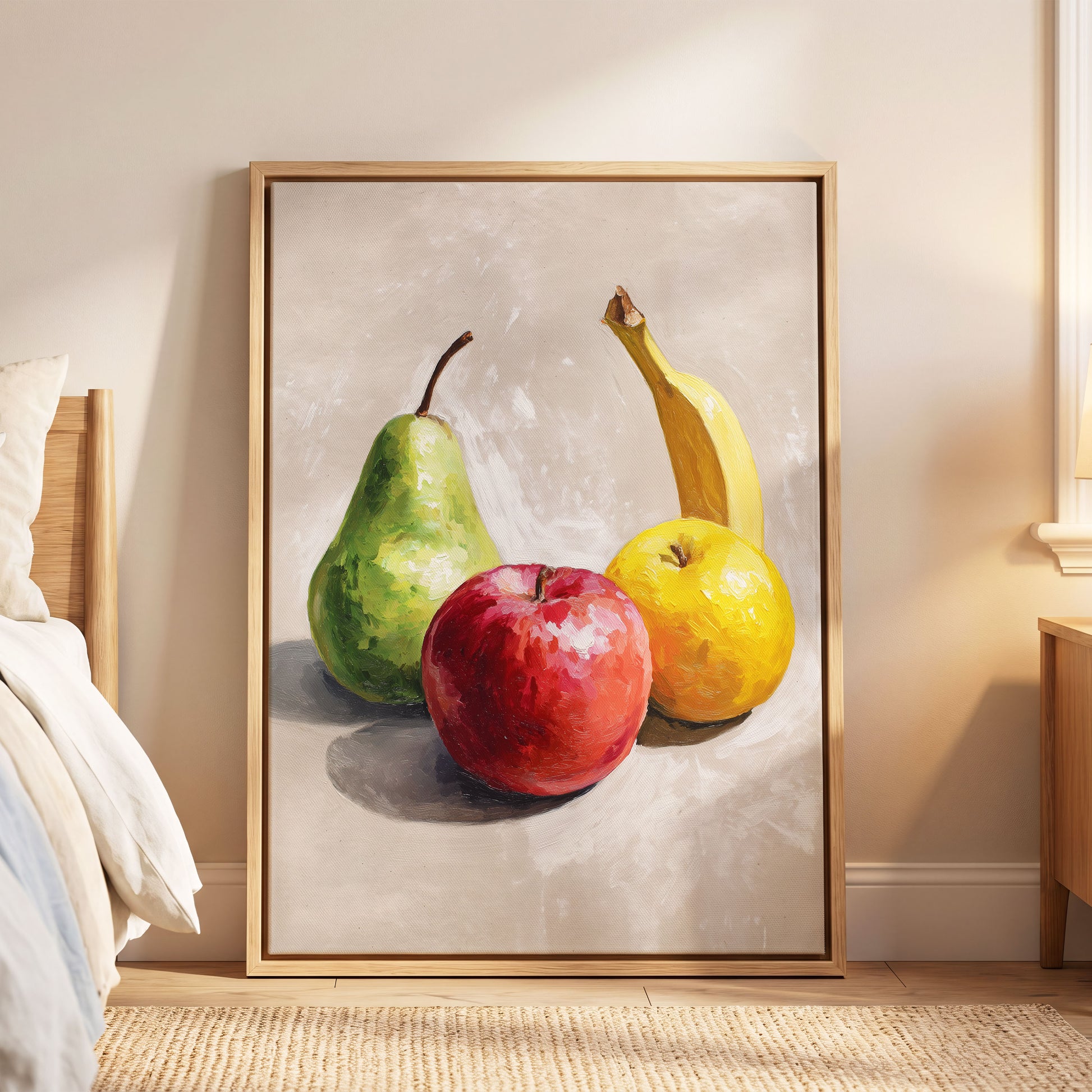 Orchard Quartet, beige, green, red nature wall art displayed in a styled interior, gallery view 8