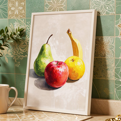 Orchard Quartet, beige, green, red nature wall art displayed in a styled interior, gallery view 9