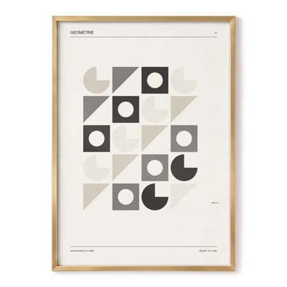 Ordered Geometries, beige, gray, black minimalist wall art, front artwork view