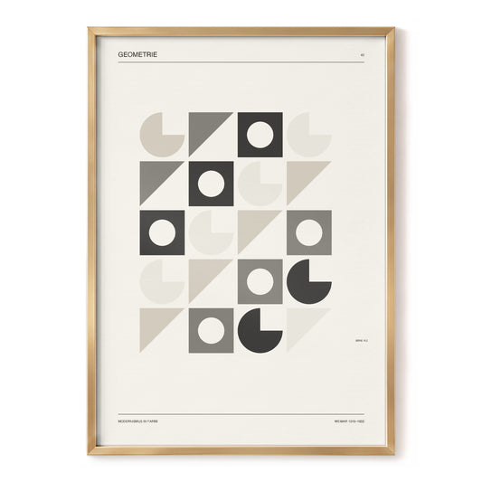 Ordered Geometries, beige, gray, black minimalist wall art, front artwork view