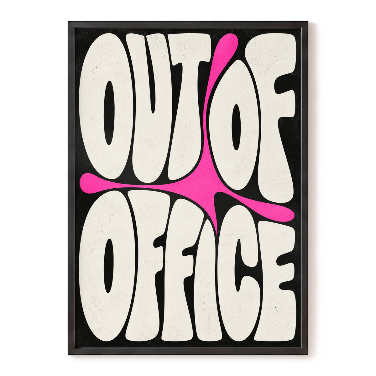Out of Office Pop, black, beige, pink abstract wall art, front artwork view