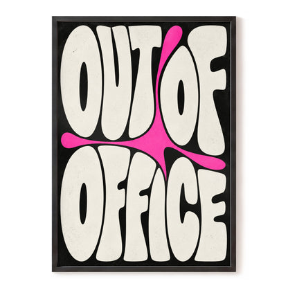 Out of Office Pop, black, beige, pink abstract wall art, front artwork view