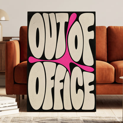 Out of Office Pop, black, beige, pink abstract wall art on canvas displayed in a styled interior, gallery view 1