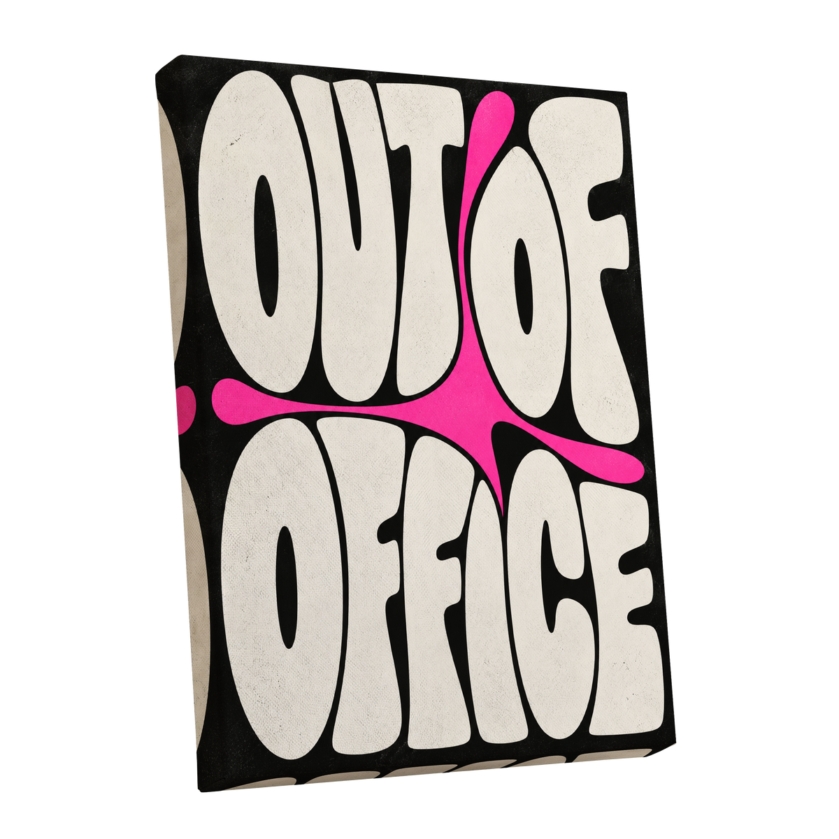 Out of Office Pop, black, beige, pink abstract wall art shown as a stretched canvas wall art