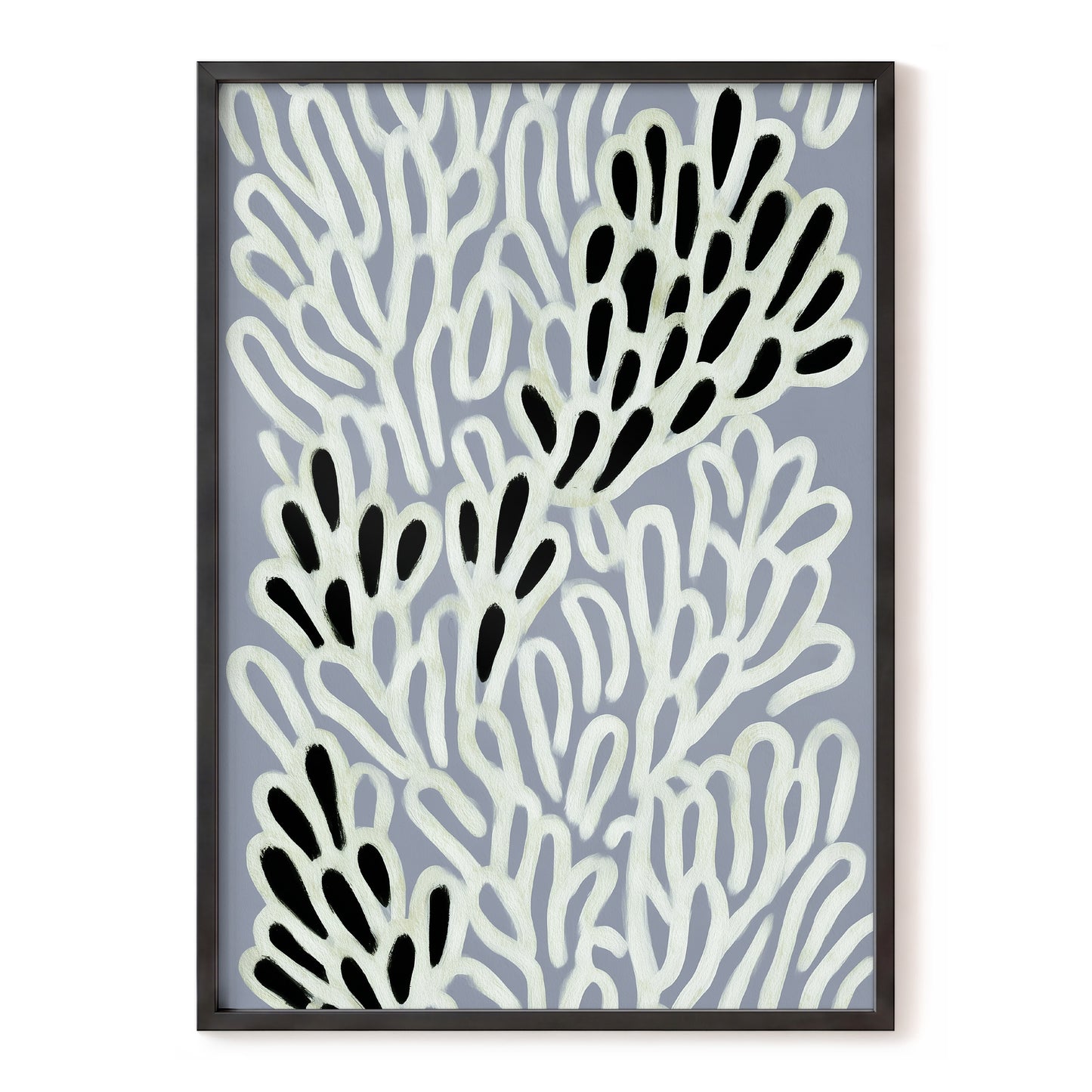 Pale Frond Rhythm, gray, white, beige nature wall art, front artwork view